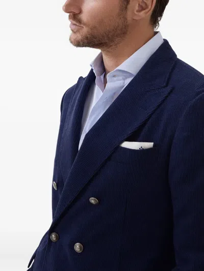 Brunello Cucinelli Deconstructed One-and-a-half-breasted Corduroy Blazer In Blue