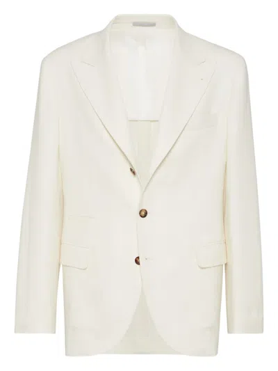 Brunello Cucinelli Wool-cashmere-silk Deconstructed Blazer In Neutral