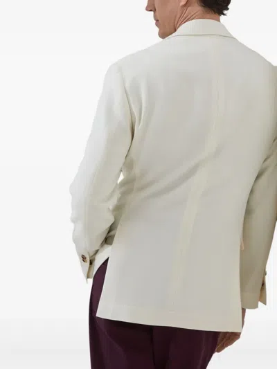 Brunello Cucinelli Wool-cashmere-silk Deconstructed Blazer In Neutral