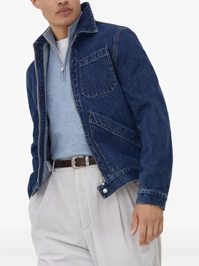 Brunello Cucinelli Classy High Collar Cashmere Sweater In Blue