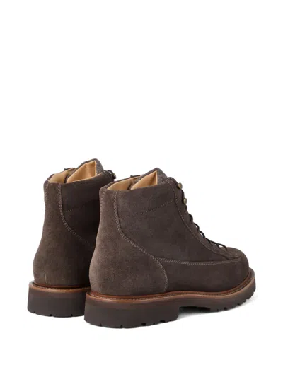 Brunello Cucinelli Stringed Boots In Suede Leather