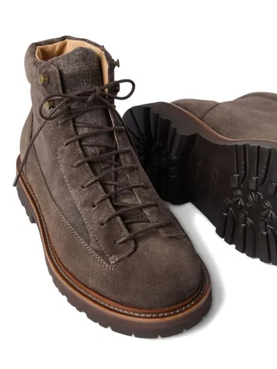 Brunello Cucinelli Stringed Boots In Suede Leather