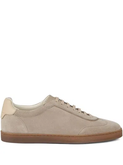 Brunello Cucinelli Beige Lace Up Sneakers In Multi