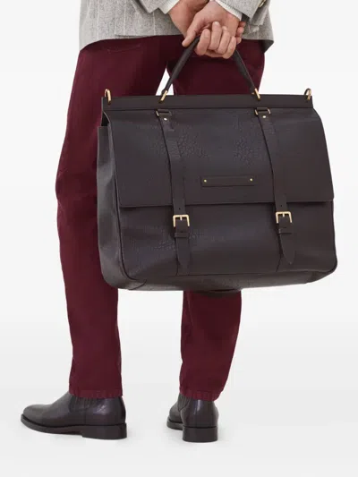 Brunello Cucinelli Textured Grain Leather Briefcase