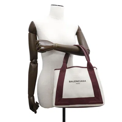 Pre-owned Balenciaga Bordeaux Canvas Leather Tote Bag ()