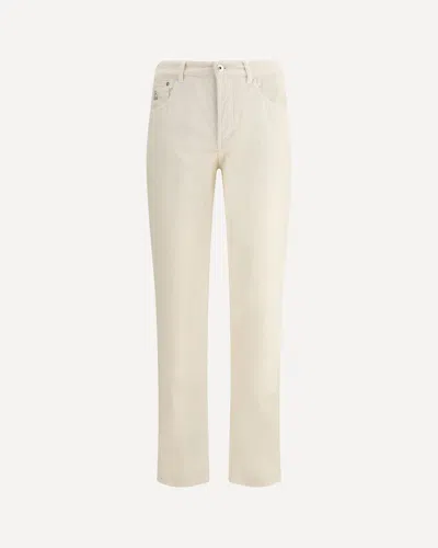 Brunello Cucinelli Adjustable Cotton Corduroy Trousers In White