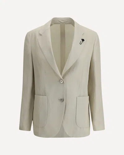 Lardini Linen Blazer In Neutral