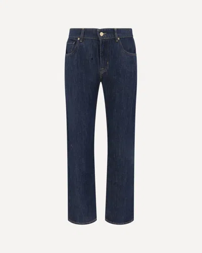 7for Blue Cotton Straight-leg Jeans