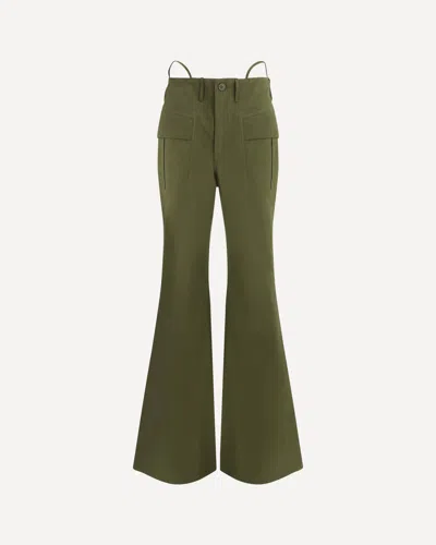 R13 Green Cotton Flared Pants