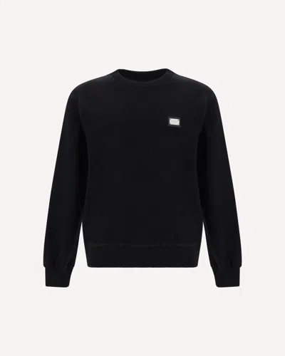 Dolce & Gabbana Logo Plaque Black Sweatshirt