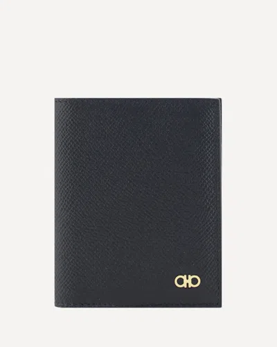 Ferragamo Gancini Grained Leather Cardholder In Black