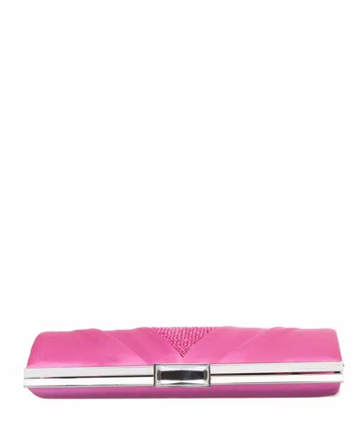 Nina Women's Pleated Stain Crystal Frame Clutch In Pink