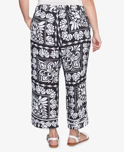 Ruby Rd. Plus Size Lotus Patchwork Crepe Capri Pants In Black