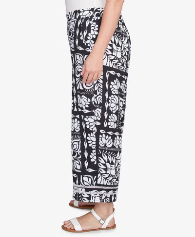 Ruby Rd. Plus Size Lotus Patchwork Crepe Capri Pants In Black