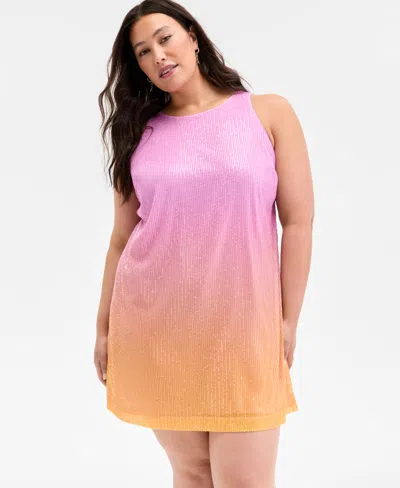 On 34th Plus Size Ombre Sleeveless Sequin Shift Dress, Exclusively At Macy's In Gold