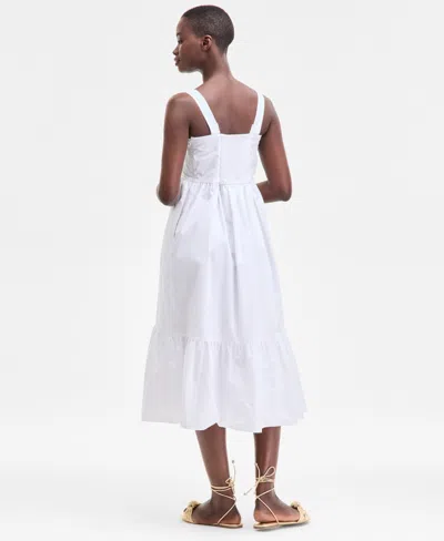 On 34th Women's Cotton Poplin Shirred Midi Dress, Exclusively At Macy's In White