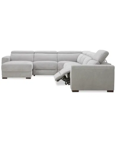 Macy's Nevio 6-pc. Fabric Power Headrest Sectional With 1 Power Motion Chair