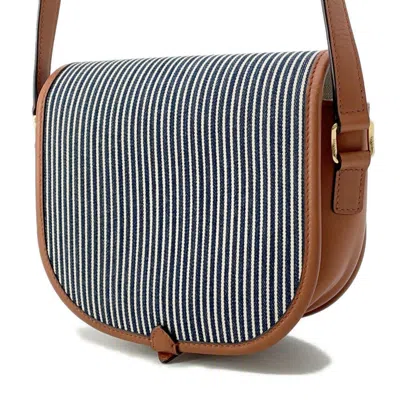 Pre-owned Celine Blue Brown White Canvas Leather Shoulder Bag ()