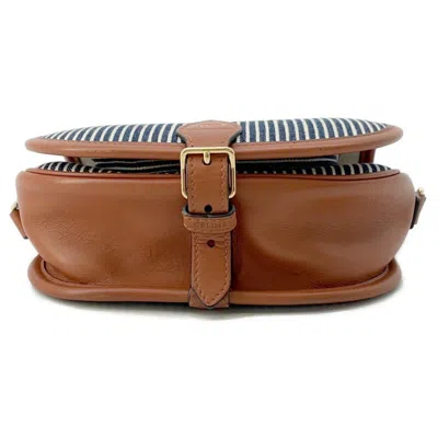 Pre-owned Celine Blue Brown White Canvas Leather Shoulder Bag ()