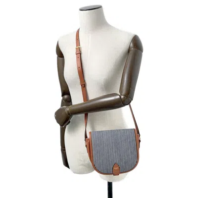 Pre-owned Celine Blue Brown White Canvas Leather Shoulder Bag ()