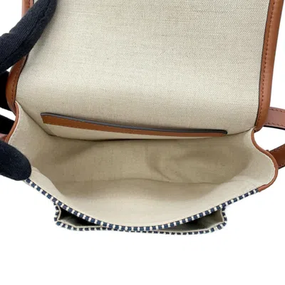 Pre-owned Celine Blue Brown White Canvas Leather Shoulder Bag ()