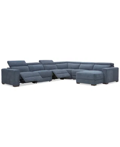 Macy's Nevio 5-pc. Fabric Power Headrest Sectional With 1 Power Motion Chair