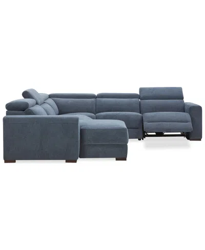 Macy's Nevio 5-pc. Fabric Power Headrest Sectional With 1 Power Motion Chair