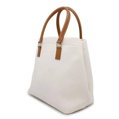 Pre-owned Celine Brown White Canvas Leather Tote Bag ()