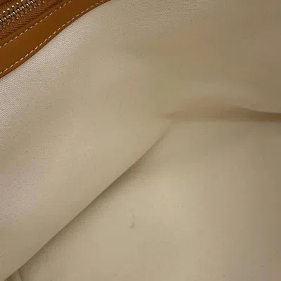 Pre-owned Celine Brown White Canvas Leather Tote Bag ()