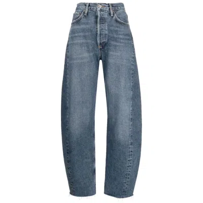 Agolde Luna High Rise Piece Taper Jeans In Control In Black