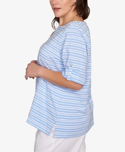 Ruby Rd. Plus Size Variegated Stripe Knit Top In Blue