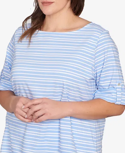 Ruby Rd. Plus Size Variegated Stripe Knit Top In Blue