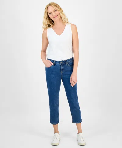 Style & Co Women's Mid-rise Straight Leg Ankle Jeans, Exclusively At Macy's In Blue