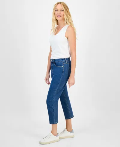 Style & Co Women's Mid-rise Straight Leg Ankle Jeans, Exclusively At Macy's In Blue