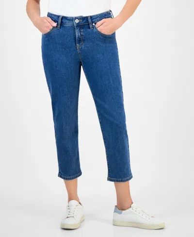 Style & Co Women's Mid-rise Straight Leg Ankle Jeans, Exclusively At Macy's In Blue