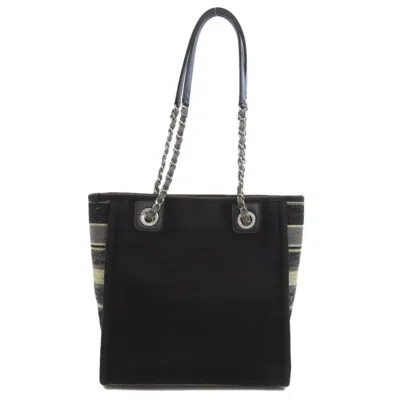 Pre-owned Chanel Black Navy Canvas Tote Bag ()