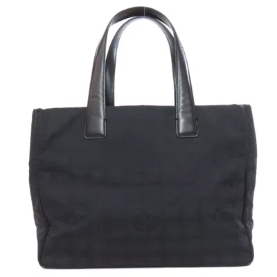Pre-owned Chanel Black Nylon Jacquard Tote Bag ()