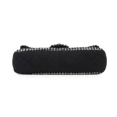 Pre-owned Chanel Black White Tweed Jersey Shoulder Bag ()