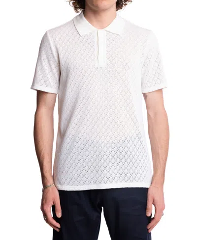 Paisley & Gray Men's Slim Fit Short Sleeve Diamond-pattern Polo Shirt In White