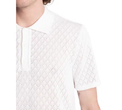 Paisley & Gray Men's Slim Fit Short Sleeve Diamond-pattern Polo Shirt In White