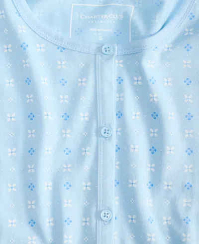 Charter Club Plus Size Cotton Floral Bermuda Pajamas Set, Created For Macy's In Blue