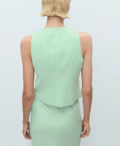 Mango Tailored Button Detail Top In Green