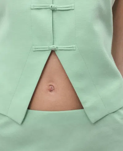 Mango Tailored Button Detail Top In Green