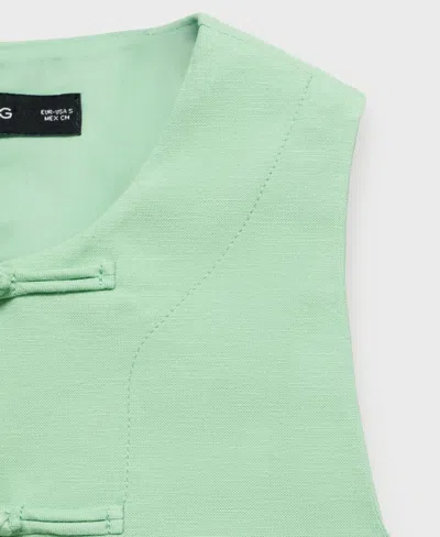 Mango Tailored Button Detail Top In Green