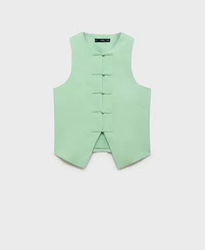 Mango Tailored Button Detail Top In Green