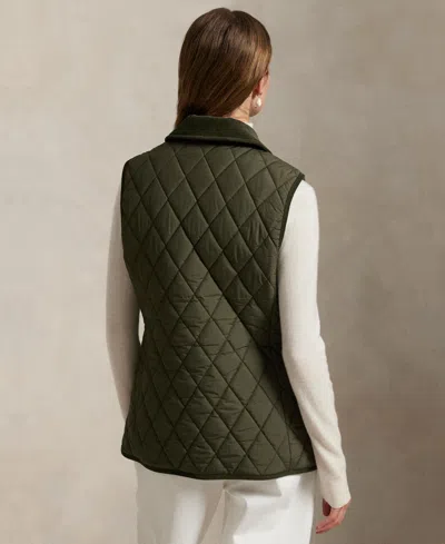 Polo Ralph Lauren Women's Corduroy-trim Quilted Vest In Green