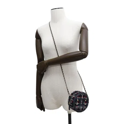Pre-owned Chanel Navy Red Color White Tweed Shoulder Bag ()