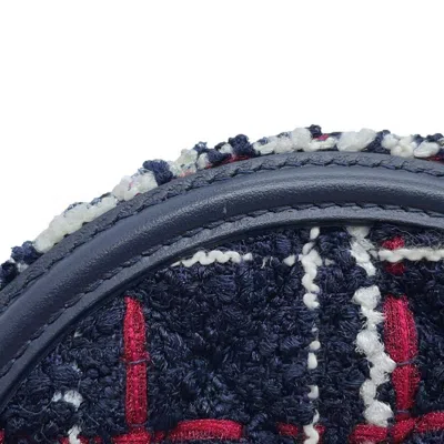 Pre-owned Chanel Navy Red Color White Tweed Shoulder Bag ()