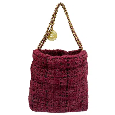 Pre-owned Chanel Purple Tweed Leather Handbag Shoulder Bag ()