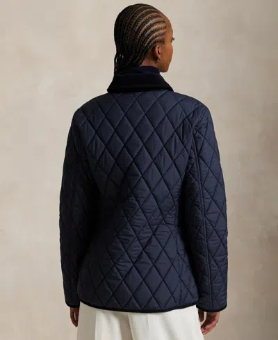 Polo Ralph Lauren Corduroy Collar Quilted Barn Jacket In Blue